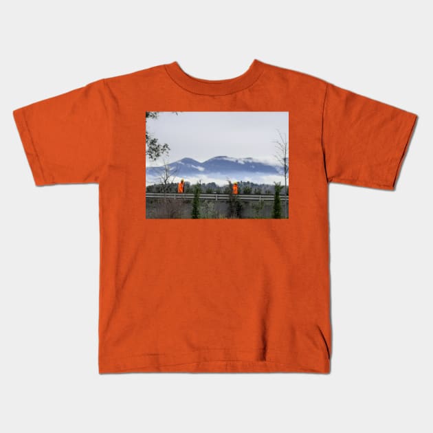 Mountain and men Kids T-Shirt by Stephfuccio.com